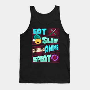 Cute & Funny Eat Sleep Anime Repeat Anime Lover Tank Top